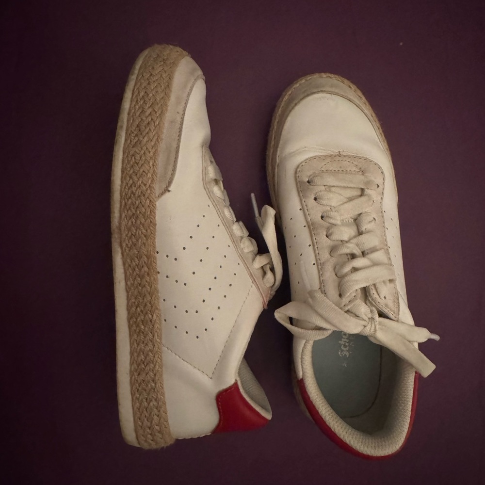 Kids White and Red Sneakers